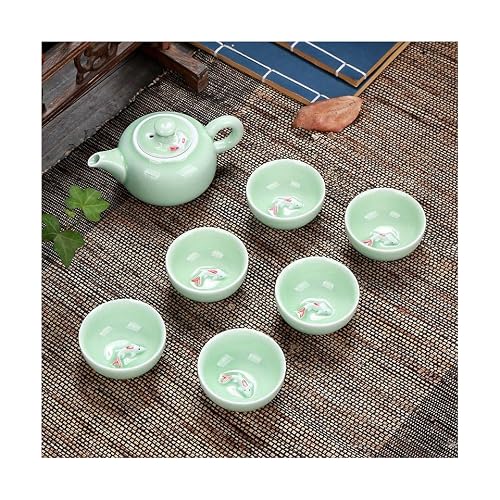 Aolity Juegos de té de Viaje Juego de té de Pescado Longquan Celadon, Tetera de cerámica, Taza de té Gaiwan de cerámica, Pescado, Tetera China de Kung Fu, vajilla para Amigo Tea Pot Aolity Juegos de té de Viaje Juego de té de Pescado Longquan Celadon, Tetera de cerámica, Taza de té Gaiwan de cerámica, Pescado, Tetera China de Kung Fu, vajilla para Amigo Tea Pot