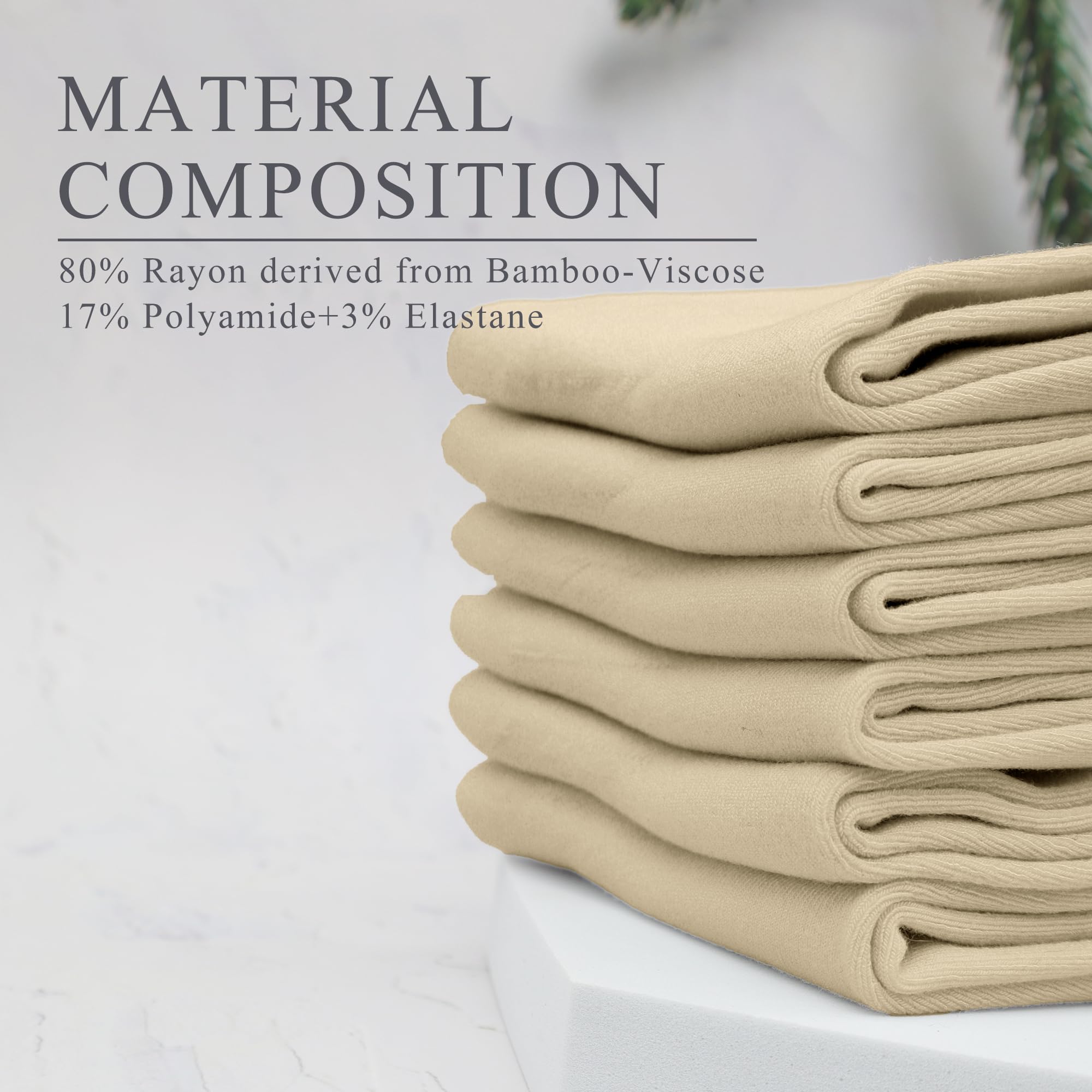 Calcetines finos de fibra de bambú para mujer, con efecto de tobillo, sedoso, suave, transpirable, clásico, antiolor, 6 unidades, Beige, M