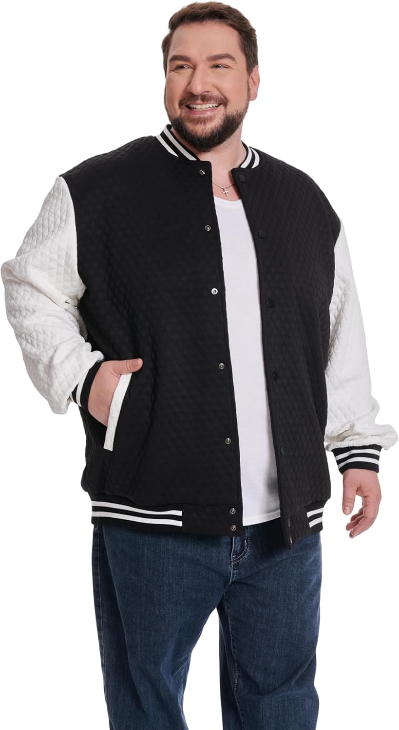 Big and Tall Varsity Jacket Men's Lightweight Letterman Style Baseball Waffle Causal College Bomber Jacket - Image 7
