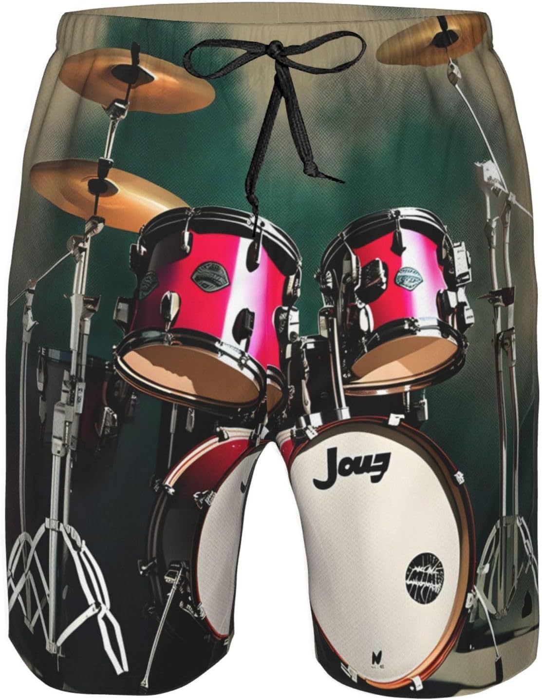 Jazz Drum Print Men's Quick-Drying Shorts Casual Beach Pants Stretch Waist Shorts and Pockets