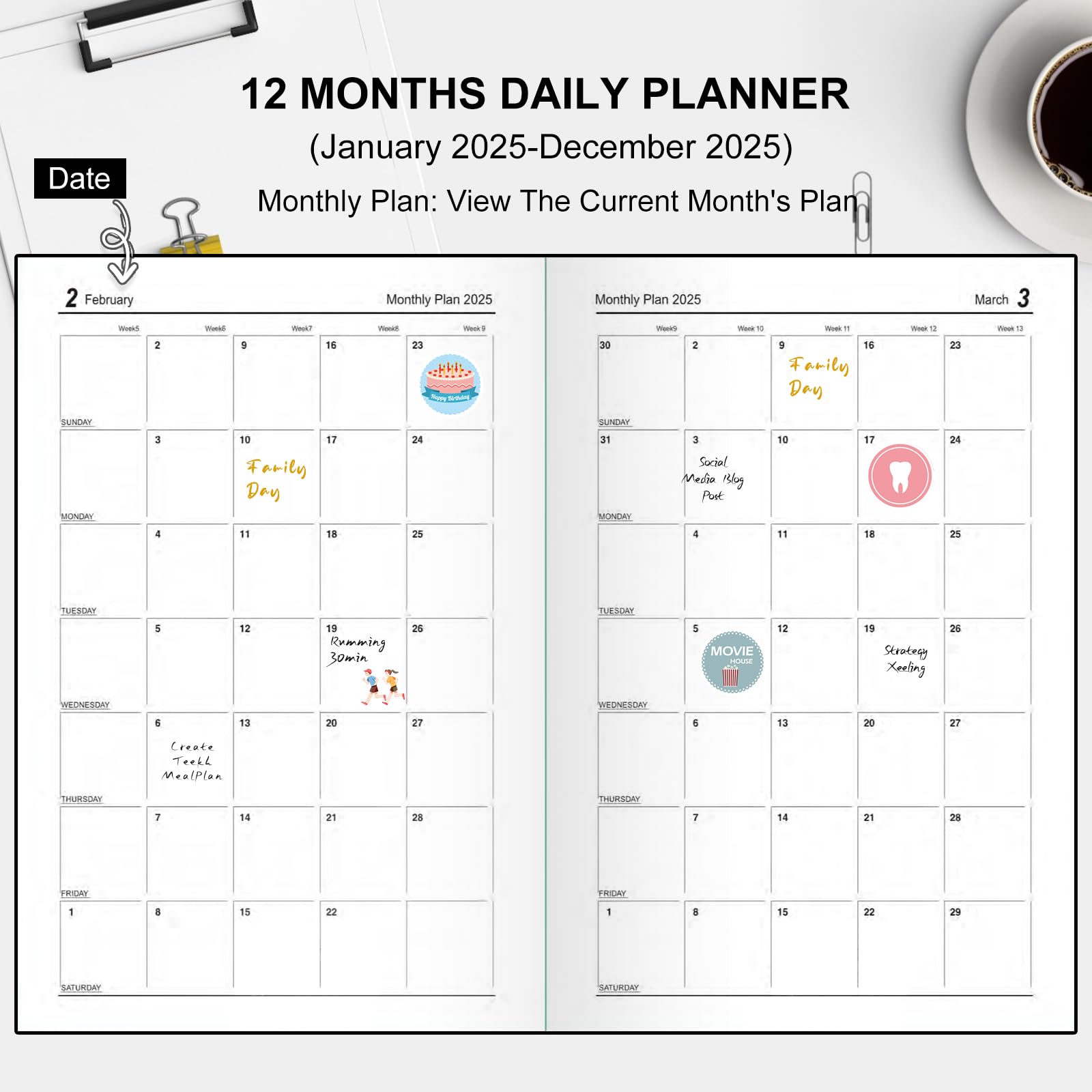 Agenda 2025 A5 Con Pagina Giornaliera - Planner Da Gennaio A Dicembre | Copertina Rigida E Tasca - Foto 2