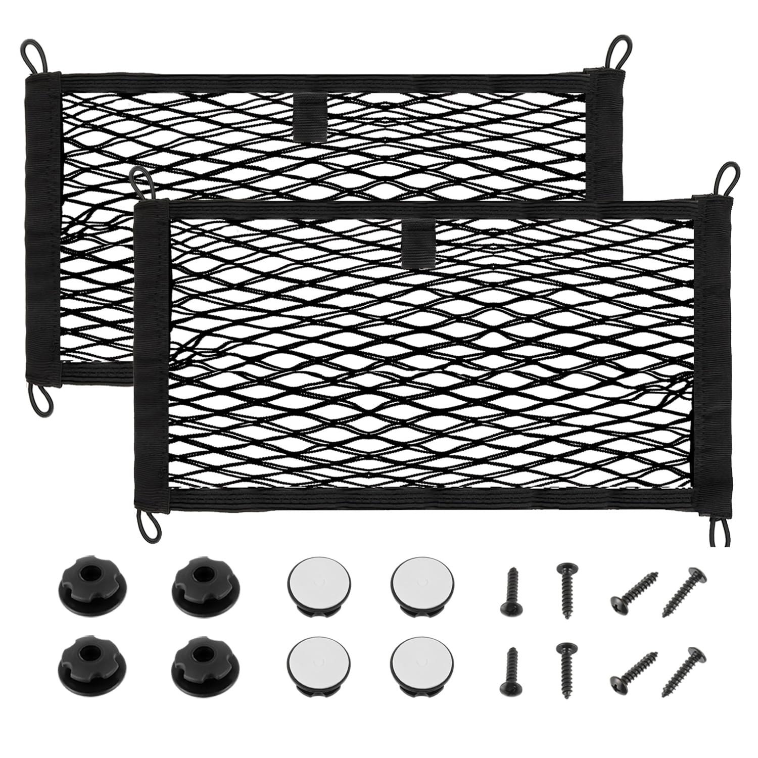 Filet De Rangement Coffre Voiture Universel 60x25 Cm - Avec Crochets Et Vis, 2 Pièces - Pour SUV, Camping-car, Caravane, Bateau