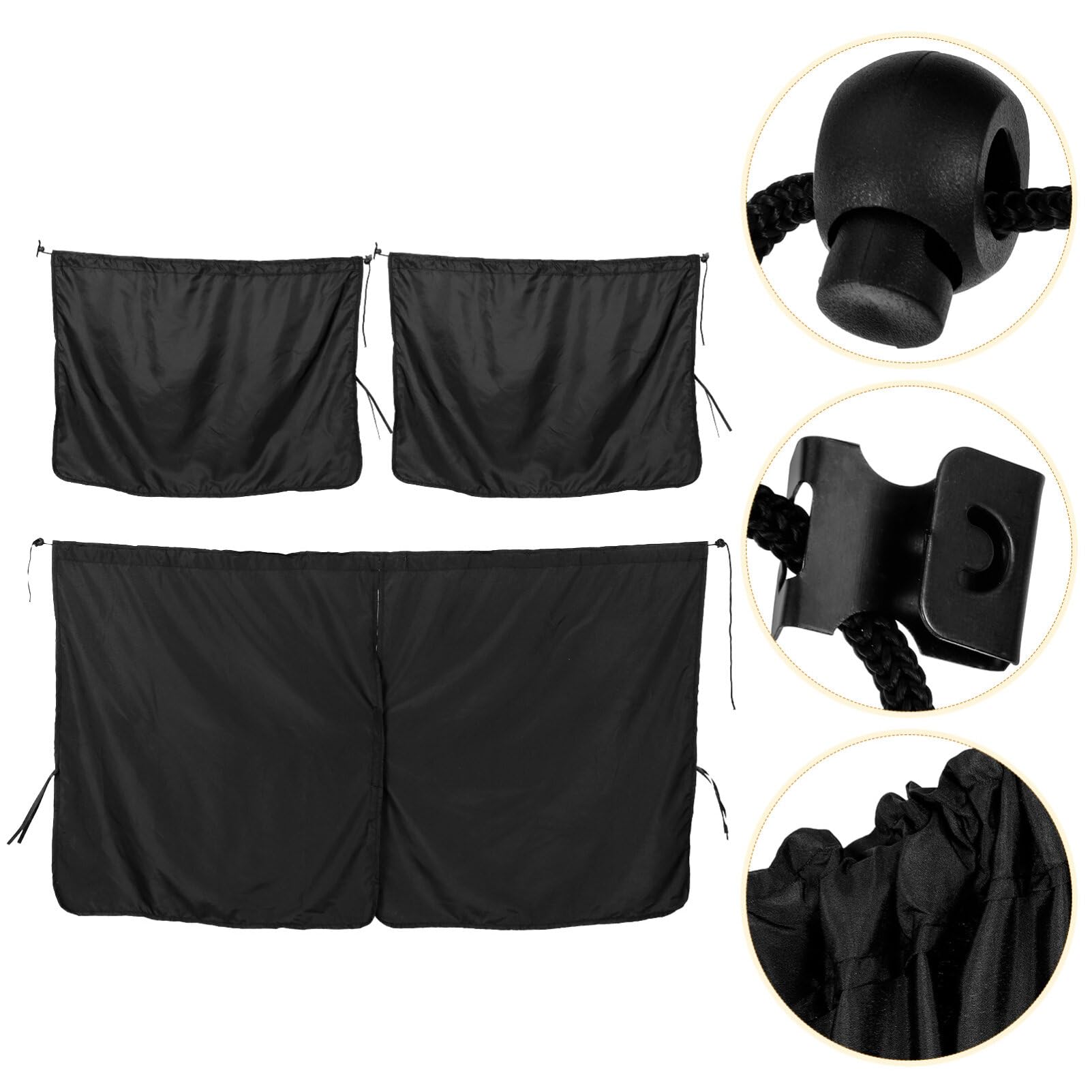 Cortina Trasera para Coche 3 Piezas Negro Poliéster Parasol
