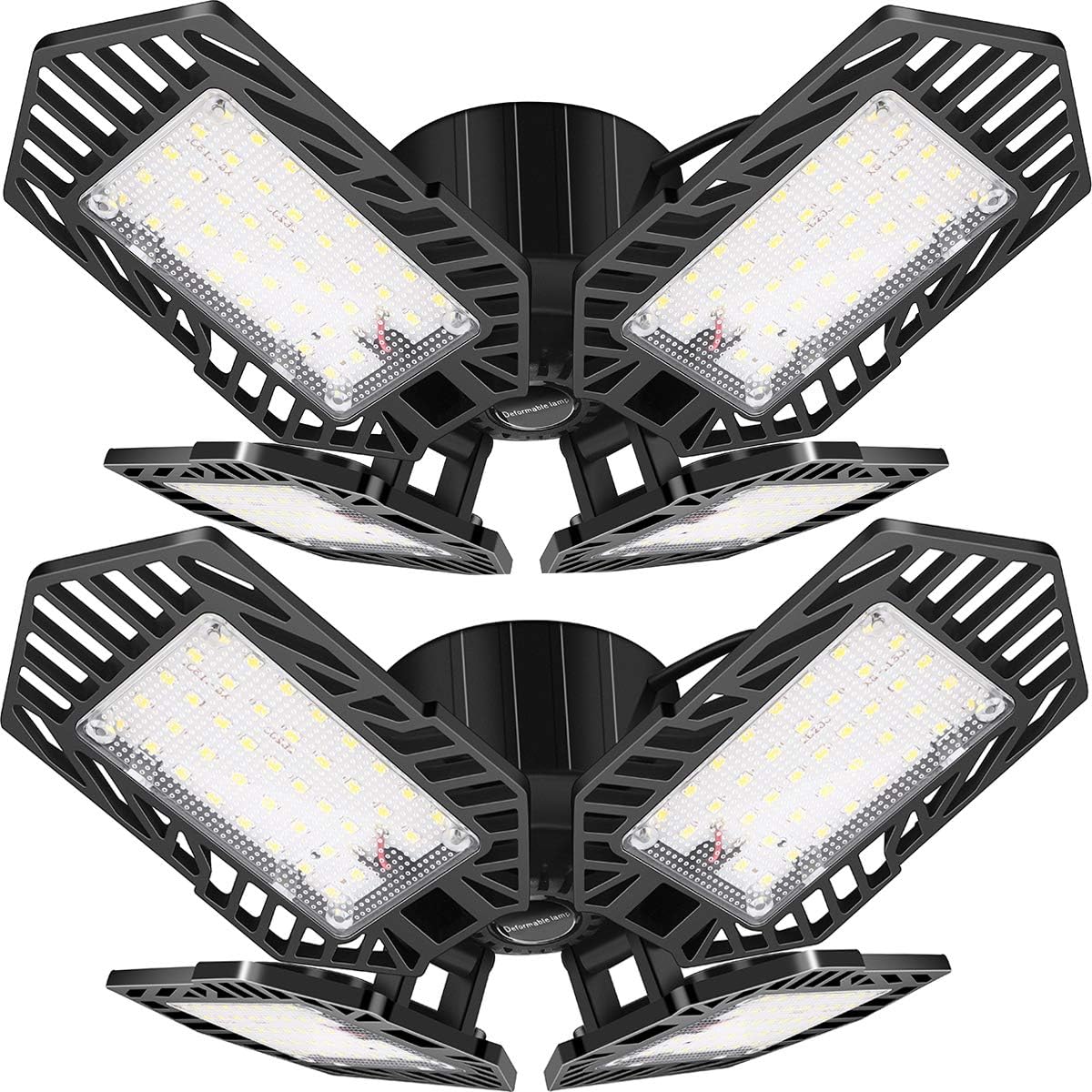 LED Garage Lights, 2Pack100W Deformable Basement Lighting for Full Area, LED Garage Light Bulb for Workshop,Industrial Lamp， barn, Cellar，Warehouse etc