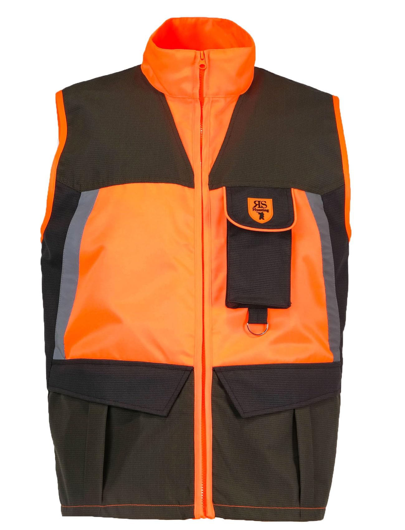 fratelliditalia.org Gilet smanicato tessuto luminescente fasce rifrangenti caccia cinghiale - Personalizzabile con il tuo logo Colore Arancio fluo Taglia XL