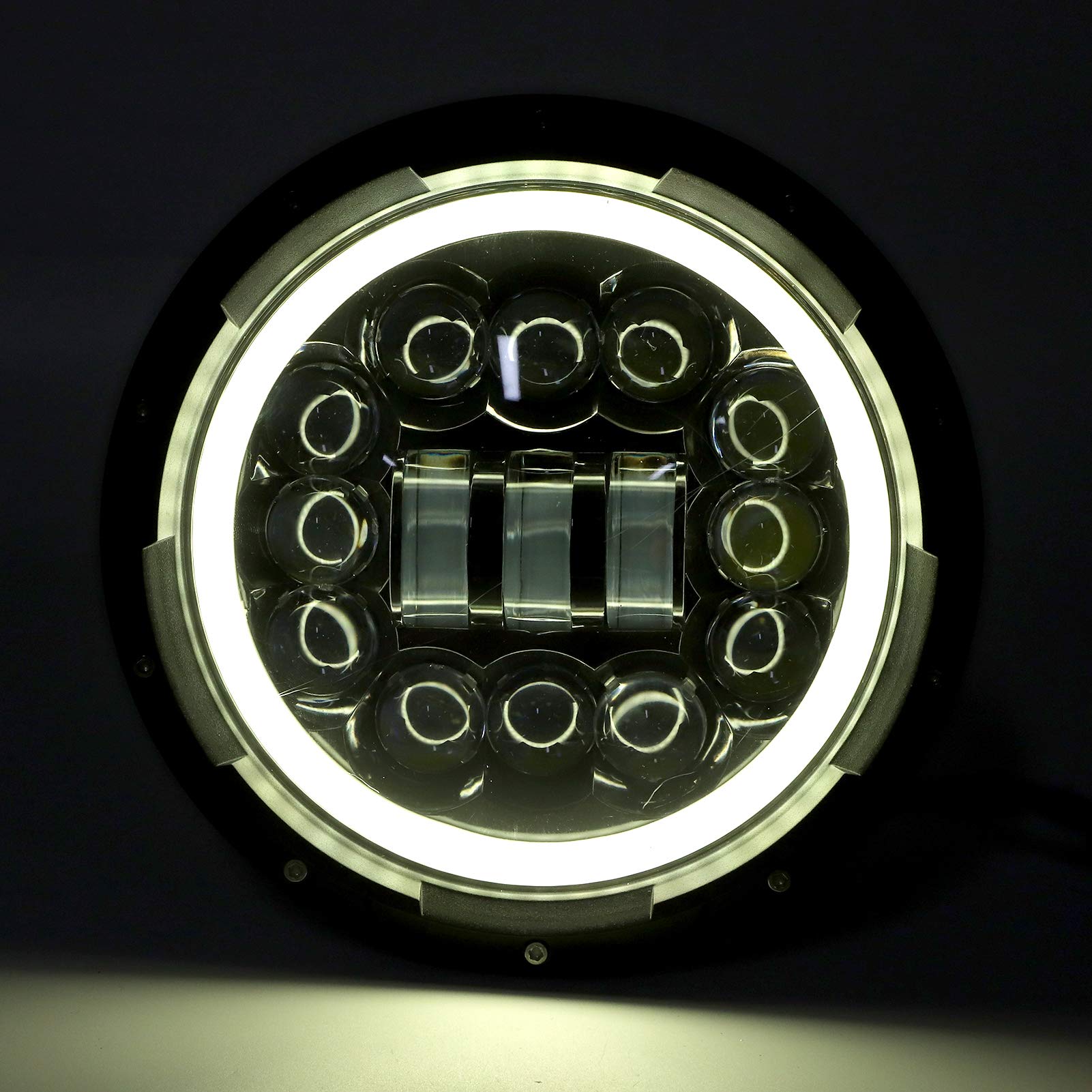 KIMISS Faros delanteros para motocicleta, luz de trabajo LED redonda de 7 pulgadas, 90W, IP67, impermeable, 6000K, juego universal para motocicleta, Plug-N-Play, extremadamente brillante
