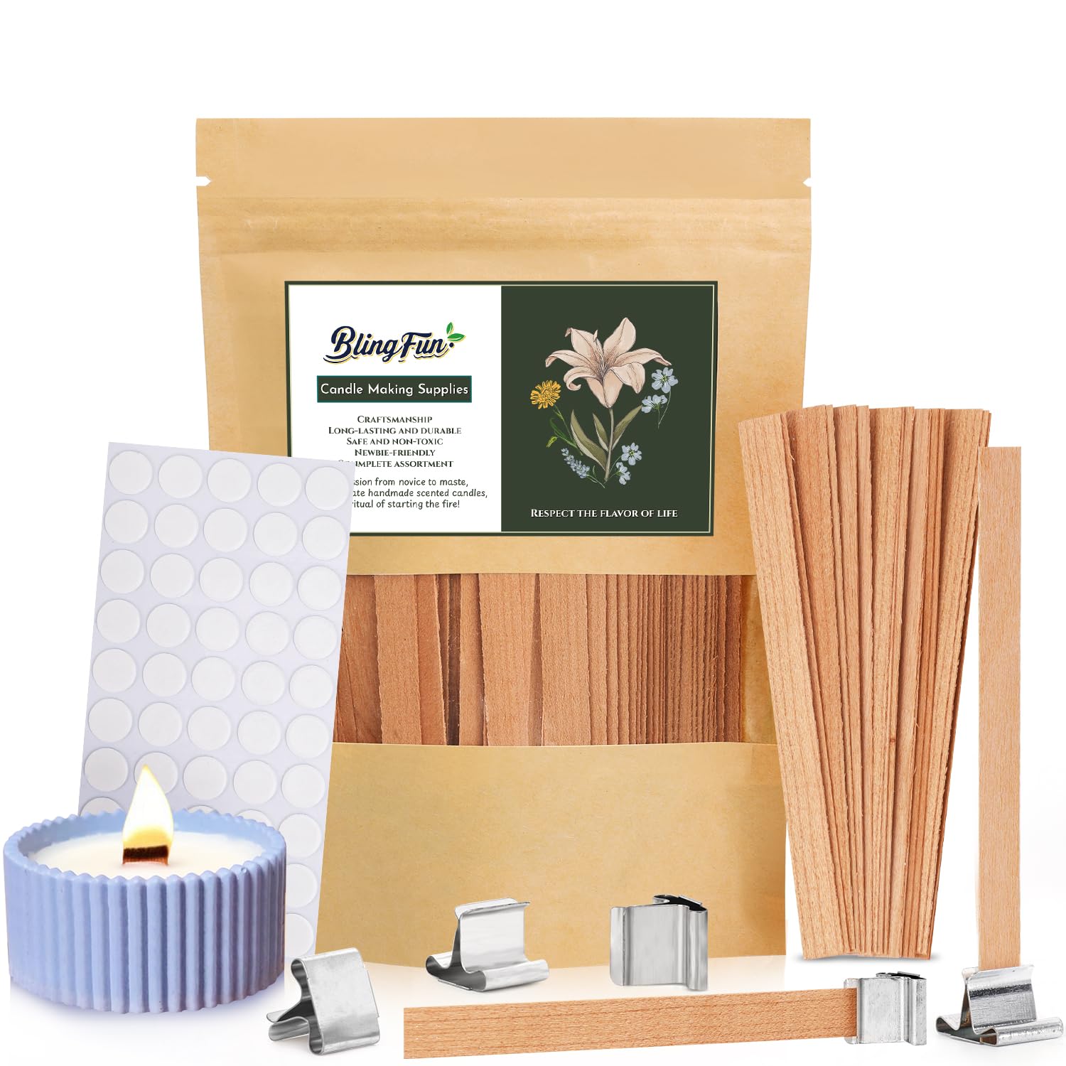 Lot de 7 mèches de bougie en coton naturel pour création fait main