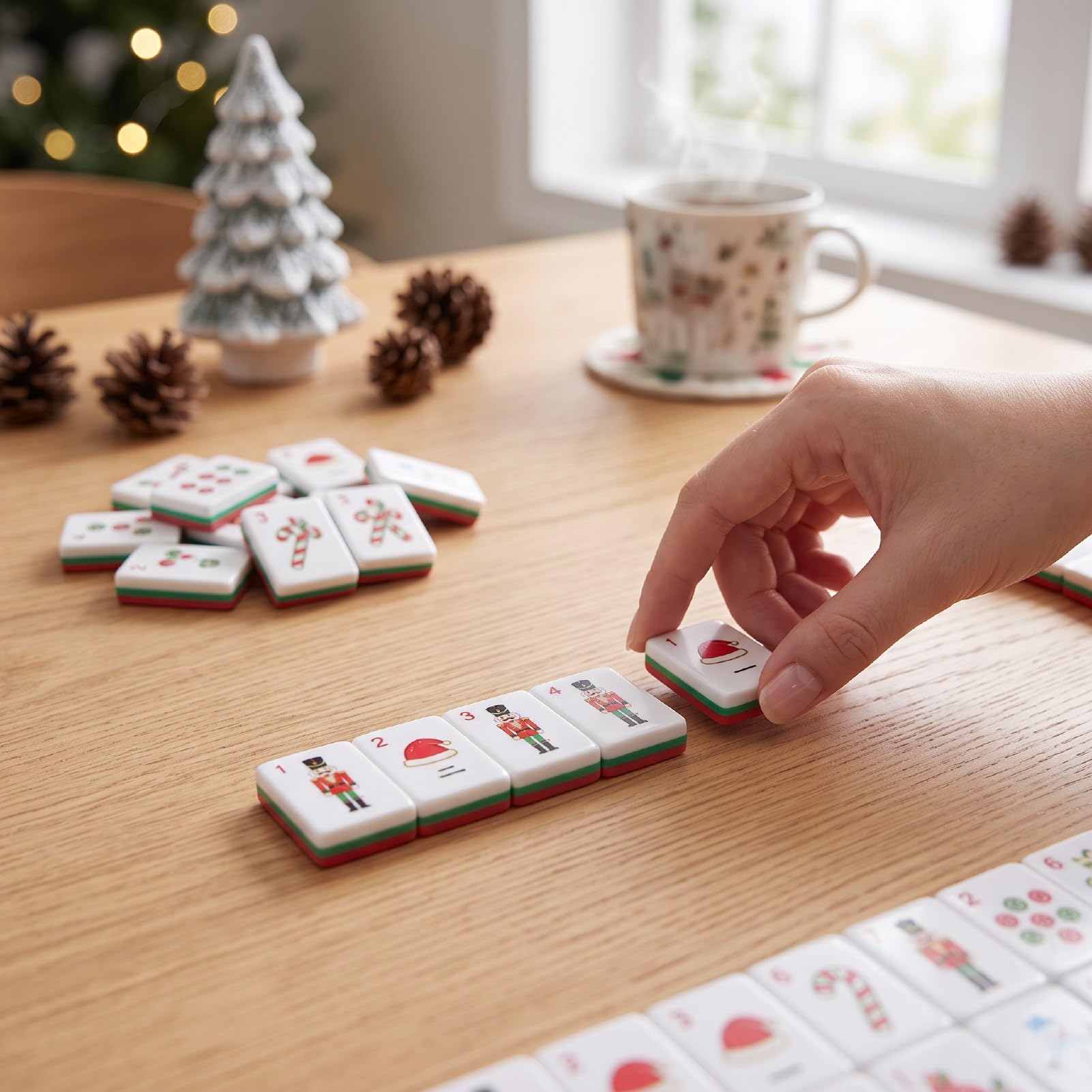 Set Mahjong di Natale con Tessere in Acrilico 160 Pezzi, per Giochi da