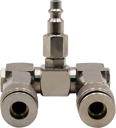 Miniatura 5 de FIXSMITH Paquete de 2 conectores de manguera de aire, divisor de manguera de aire de 2 vías, NPT de 14 pulgadas, accesorios para compresores de