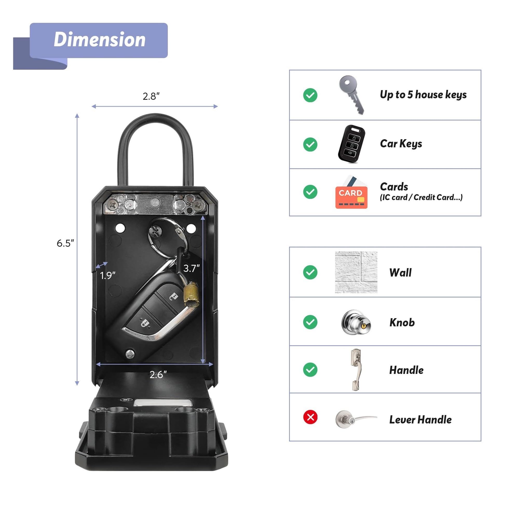 Cassetta di sicurezza, Sicurezza esterna impermeabile Sicurezza sicura Password di archiviazione intelligente Blocco Tuya o TTLock APP Key Box Scatola antifurto Per casa ufficio hotel business(TUYA)