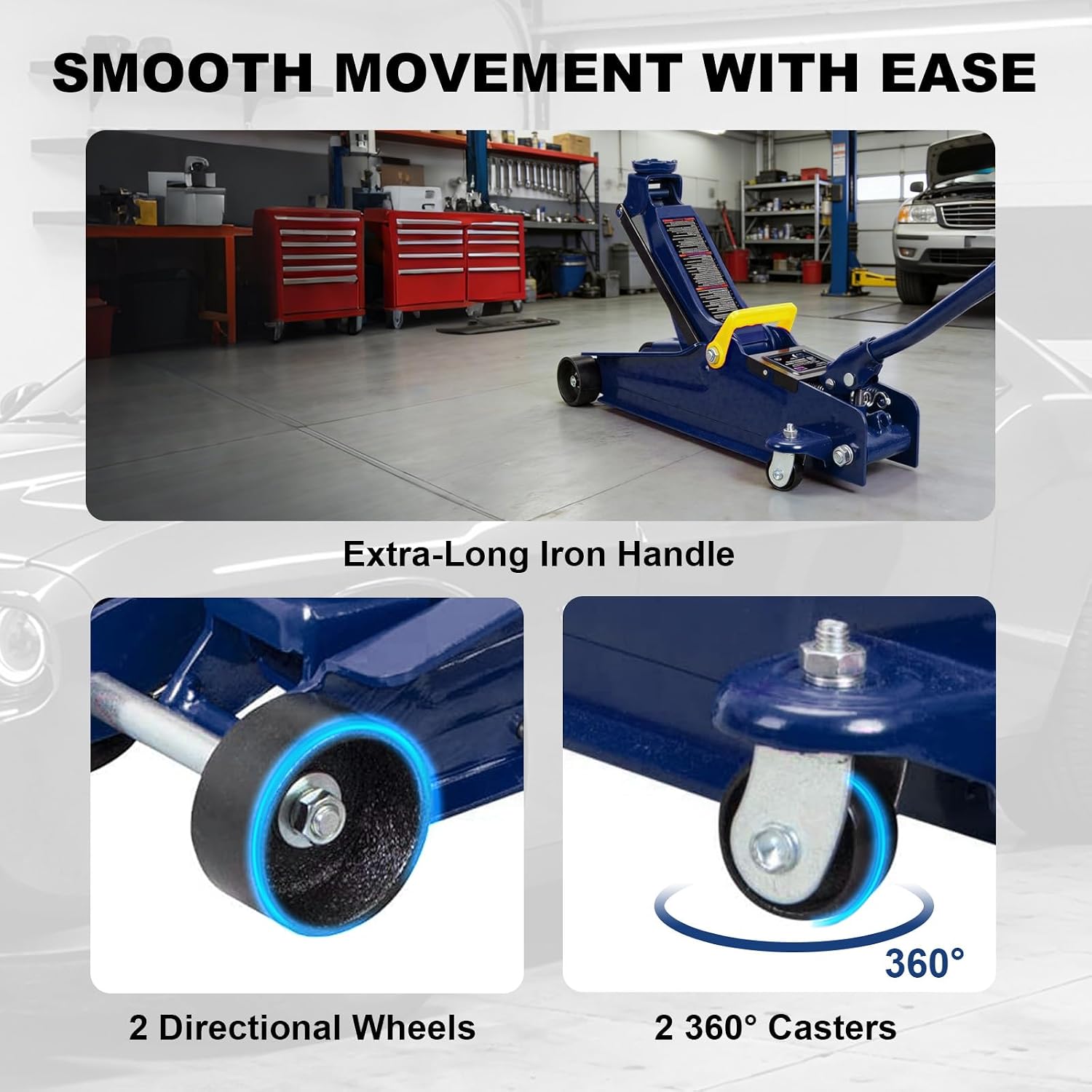 Big RED 2.5 Ton (5,000 lb) Low Profile Hydraulic Trolly Jack, Blue, AT825051UR