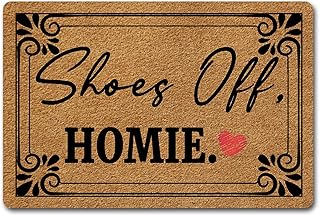 Welcome Mat Shoes Off Homie Doormats Monograms Funny Door mat for Entrance Way Non-Woven Fabric Top with a Anti-Slip Rubber Back for Front Door Indoor/Kitchen Mats Spoof Gift 23.6