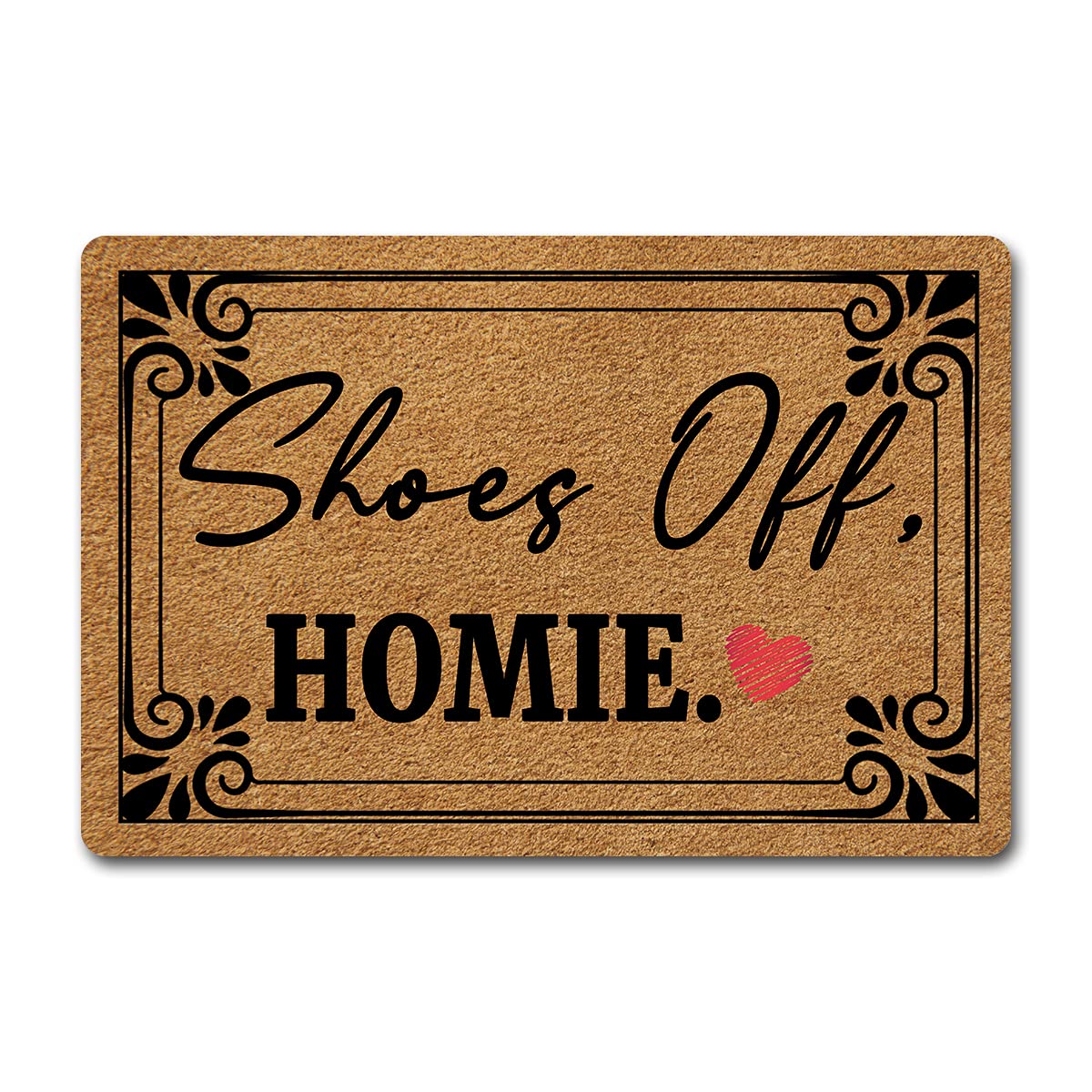 Welcome Mat Shoes Off Homie Doormats Monograms Funny Door mat for Entrance Way Non-Woven Fabric Top with a Anti-Slip Rubber Back for Front Door Indoor