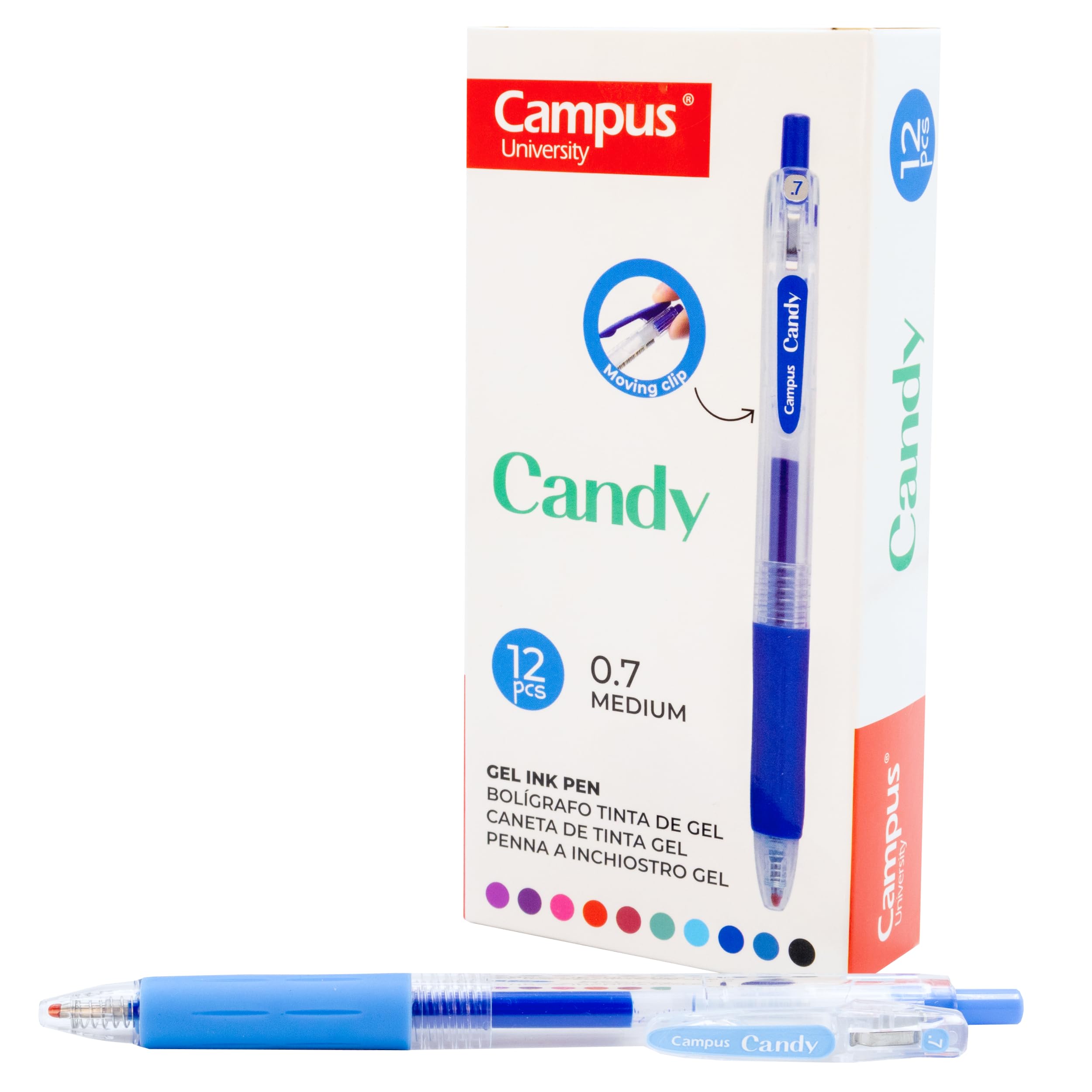 Lot de 12 Stylos à Encre Gel Campus Candy - Bleu Ciel, Rechargeables et Ergonomiques
