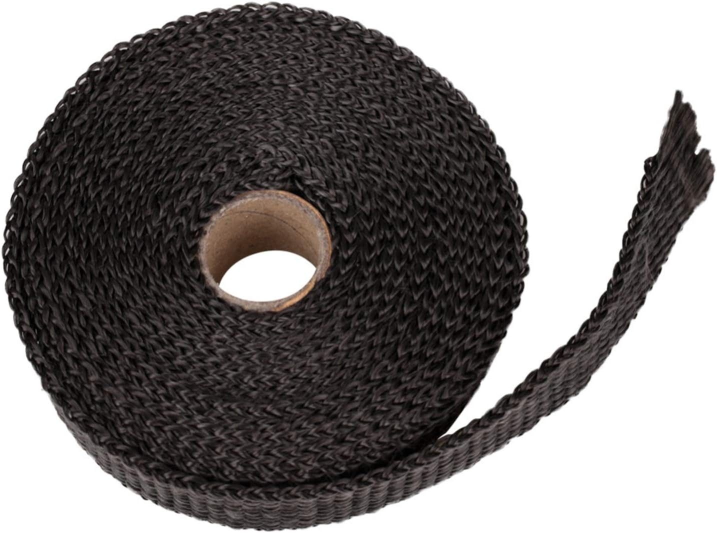5M Roll Fiberglass Heat Shield Motorcycle Exhaust Header Pipe Heat Wrap Tape Thermal Protection 4 Ties Kit Exhaust Pipe Insulat(Black)