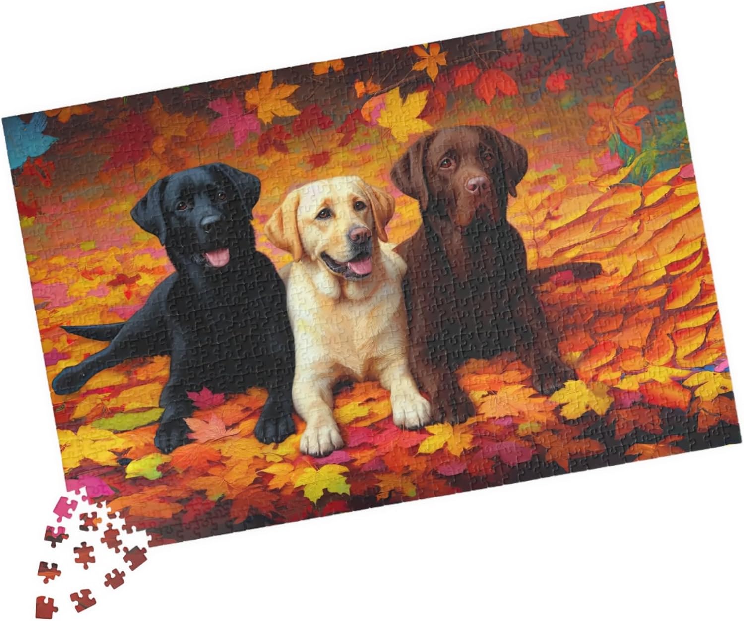 Jigsaw Puzzles 1000 Piece for Adults - Dogs in Forest - Labrador Retriever Dog in Autumn Park Animal Fun Puzzle Educational Family Game Toys Adults Home Decoration Colorful Puzzle Gifts