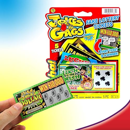 Miniatura 5 de Broma práctica boleto de la lotería para raspar, siempre gana 5000 dólares, paquete de 5