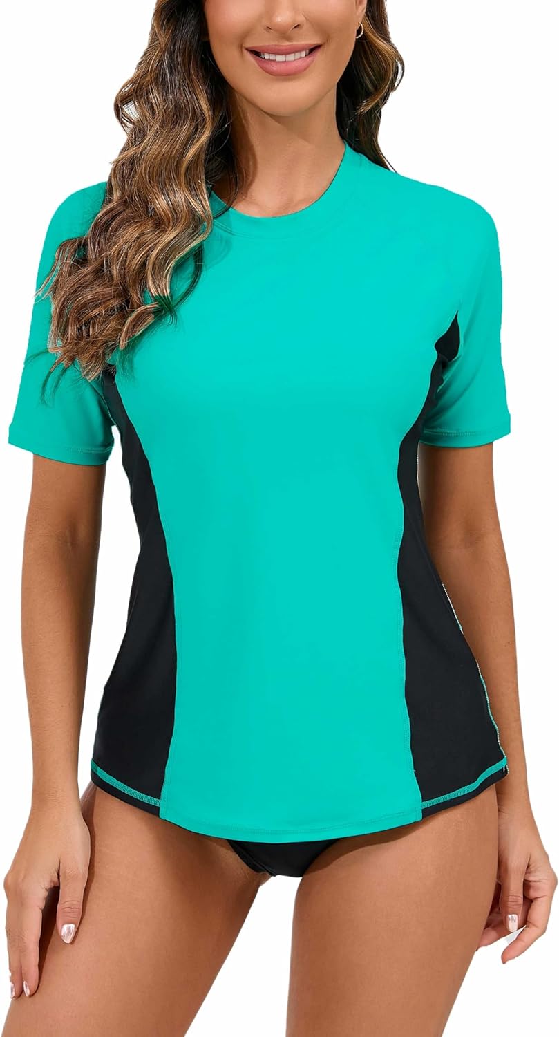 Rash Guard Women Halcurt Women's Short Sleeve Rash Guard With