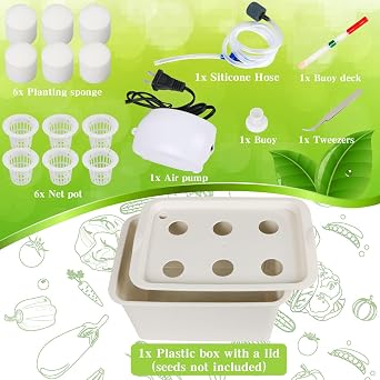 Hydroponics Kit DIY Self-Water Indoor Hydroponics Tools DWC Hydroponic Cultivation System Planting Container with Aquarium Air Pump Buoy Planting Box