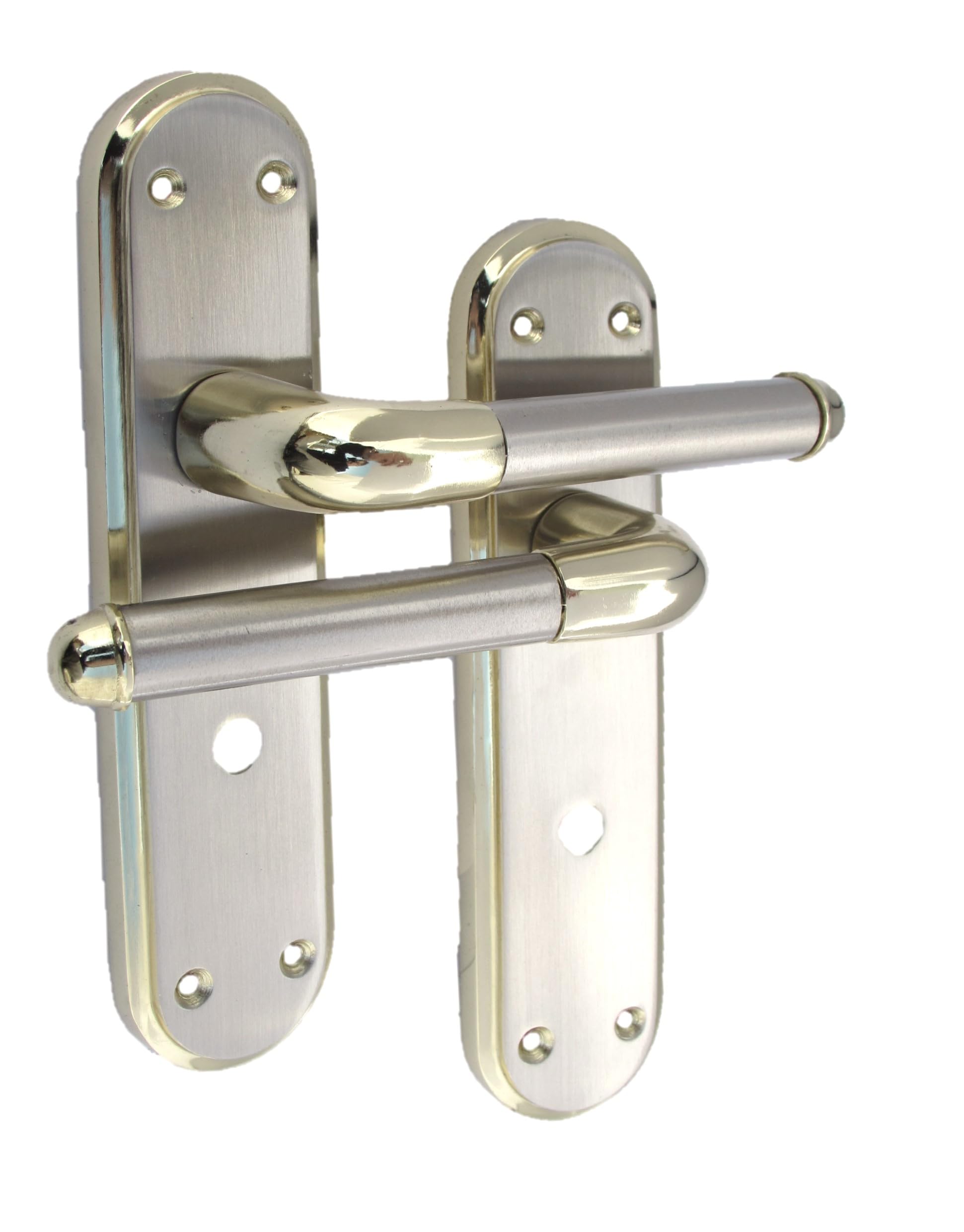 Haven Heritage Door Handles Internal Lever Latch Lock - Door Handles Internal Sets, Bathroom Door Handle Deluxe Sleek Modern Duo Two Tone Marina Door Handle BathroomLock Satin + Brass