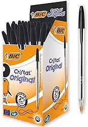 Caneta Preta Bic Cristal Dura Mais – Ponta Esferográfica Média de 1.0mm. Escrita Macia e Cor Intensa