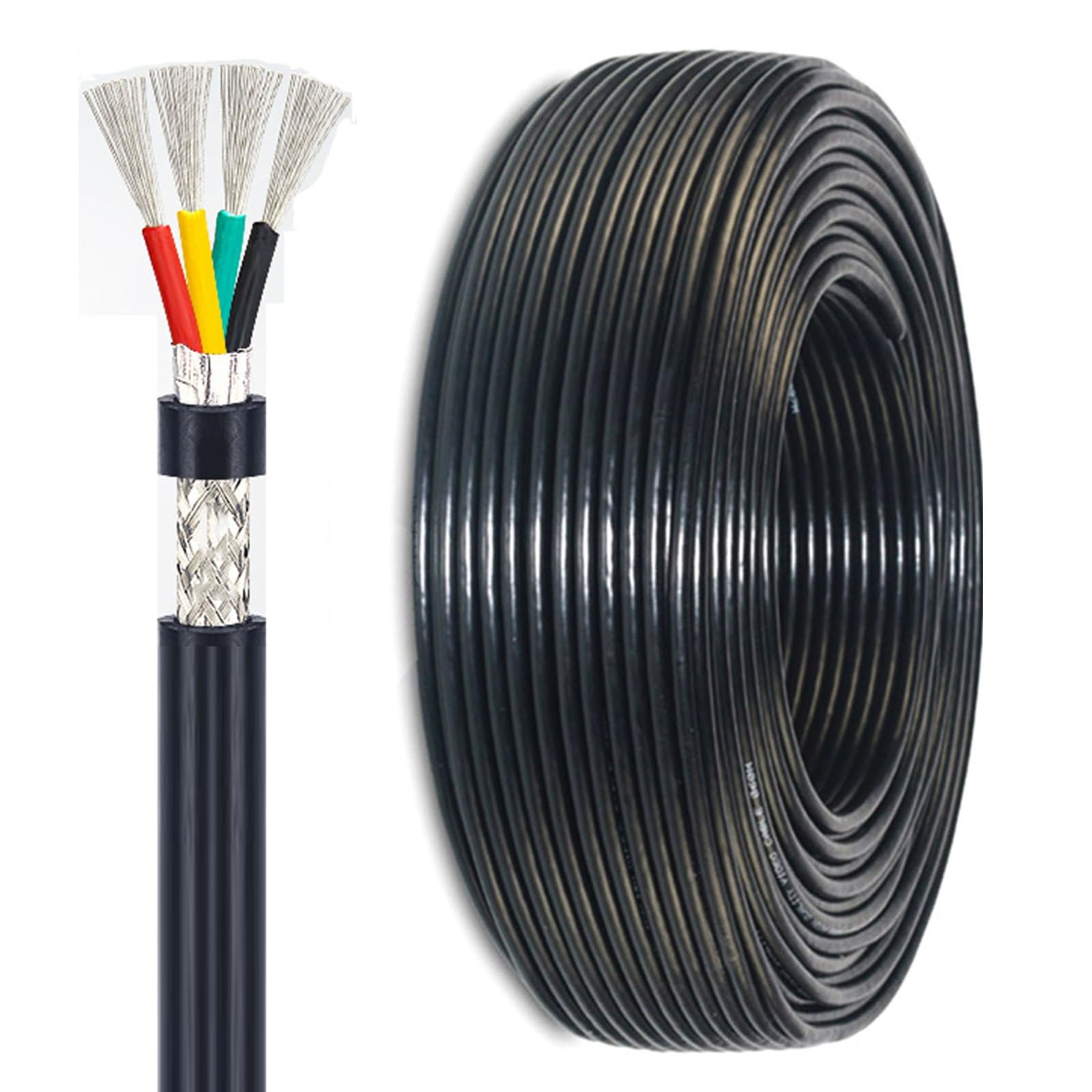 Cable blindado de cobre estañado de 4 conductores que elimina interferencias en bajo voltaje