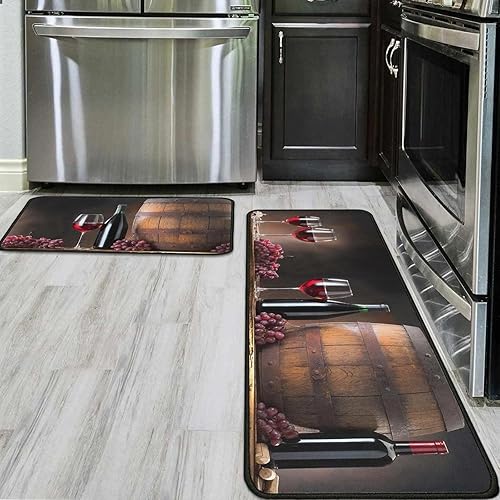 Miniatura 7 de Juego de 2 alfombrillas de cocina lavables, para el hogar, antideslizantes, impermeables, para el camino de cocina, 17 x 24 pulgadas + 17 x 48