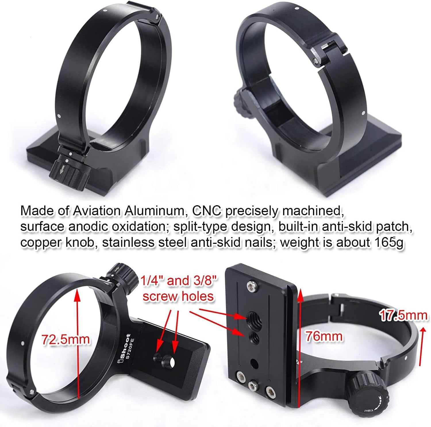 Tripod Mount Ring Lens Collar Compatible with Sony FE 70-200mm f/4 G OSS Lens SEL70200G, Lens Support Holder Bracket Bottom is Arca-Swiss Fit Quick Release Plate Feature Dovetail Groove