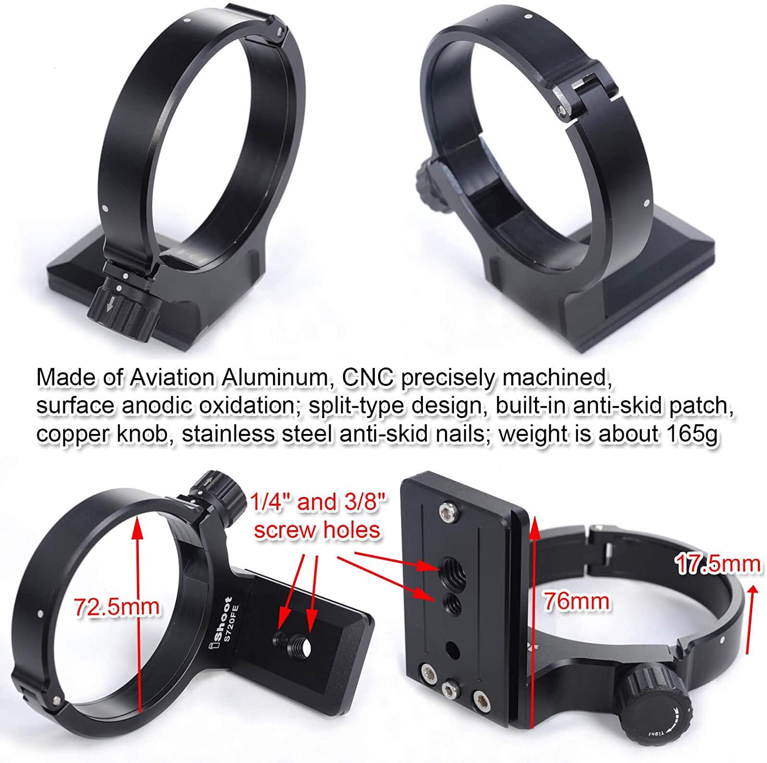Tripod Ring Collar Sony FE 70-200mm f/4G OSS SEL70200G - Dettaglio