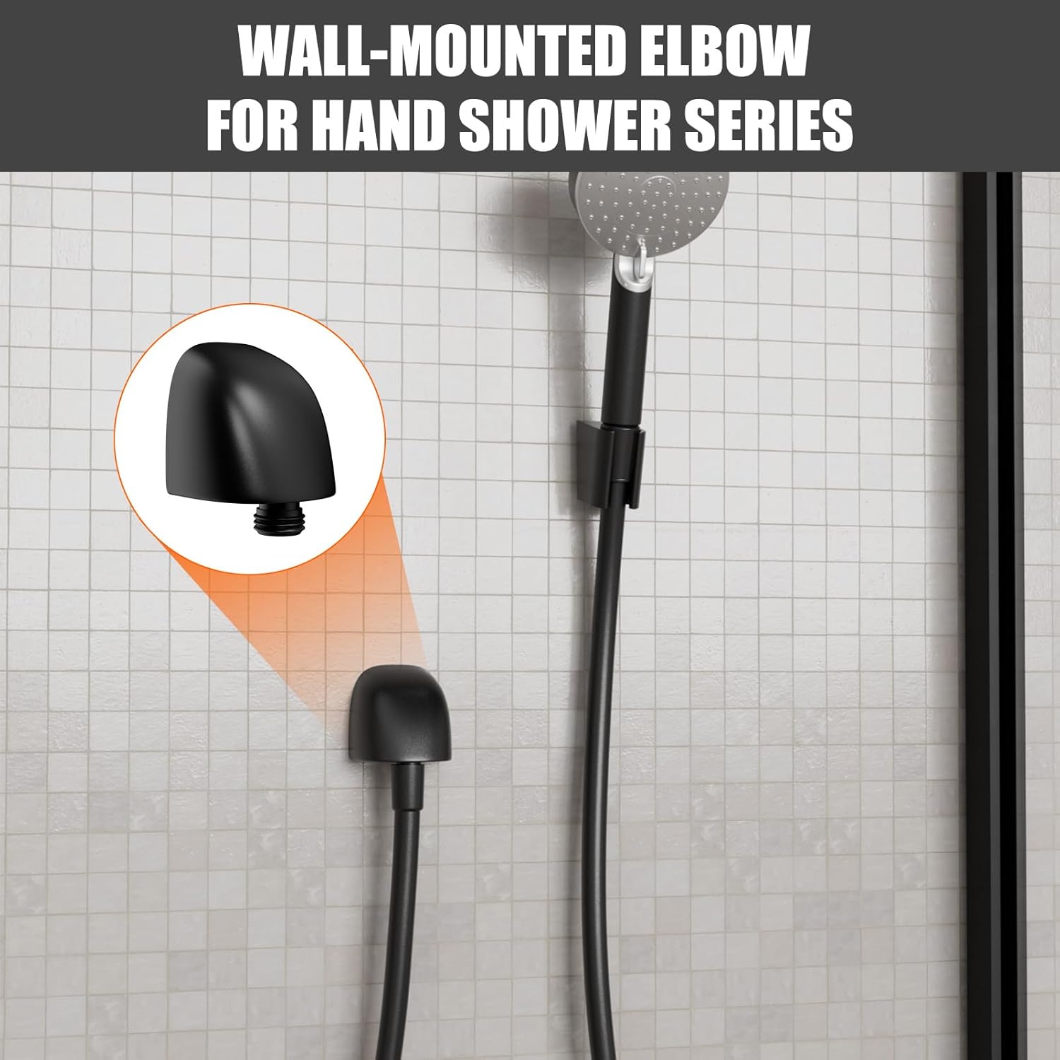 50560 Wall-Mount Supply Elbow, Shower Elbow for Hand Held Shower Head Holder Shower Hose Holder Wall Mount, Matte Black