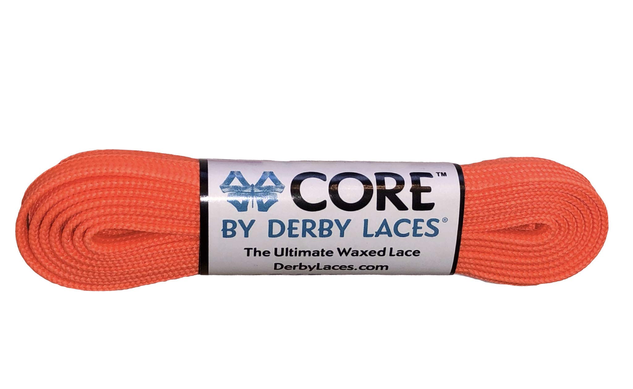 Derby Laces CORE Narrow 6mm Waxed Lace for Figure Skates, Roller Skates, Boots, and Regular Shoes, Fluorescent Orange, 213 cm