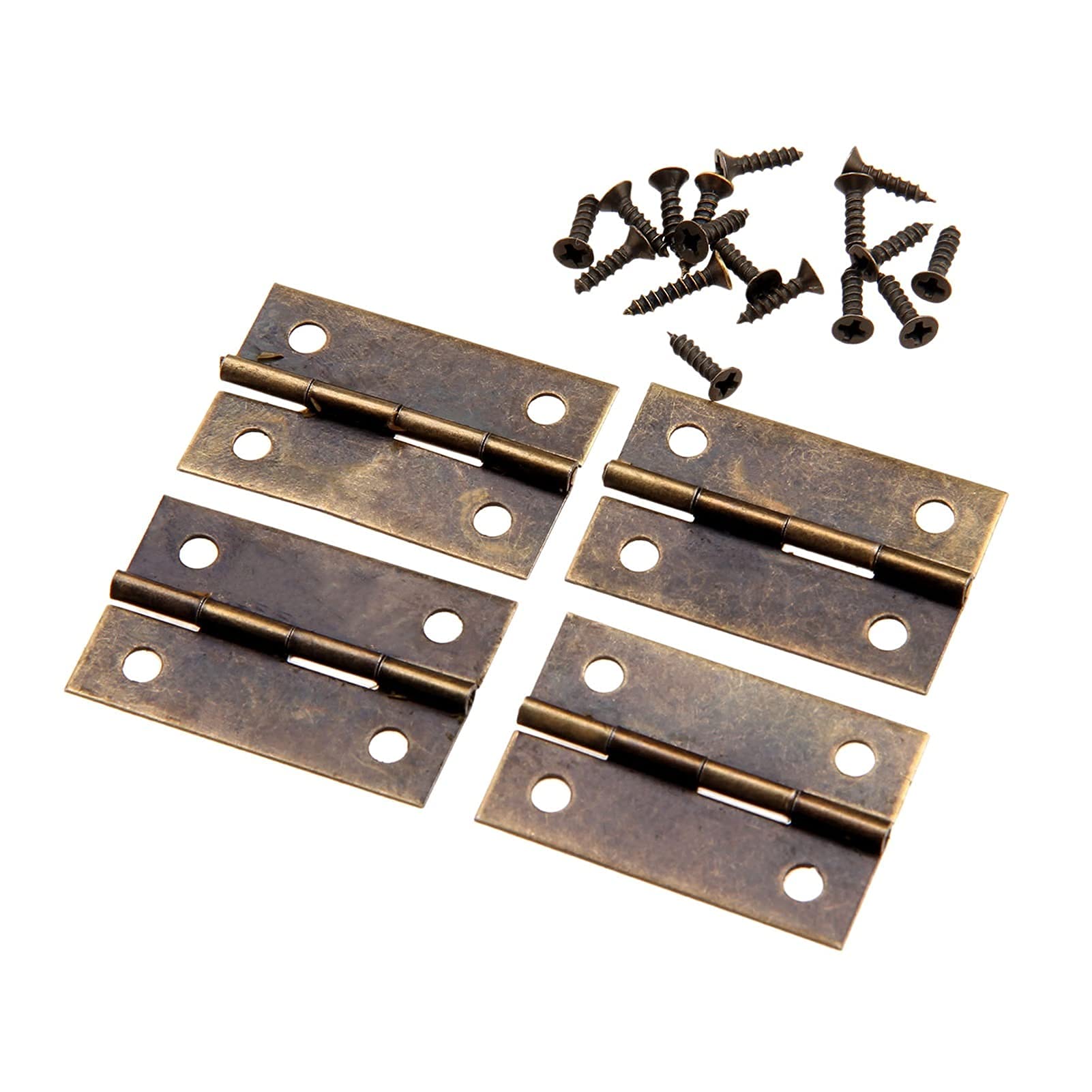 Nvsfzgiyg Gold Hinge, 10Pcs 3432Mm Iron /Antique Bronze 4 Holes Decorative Screws Wooden Jewelry Box Cabinet(Gold)