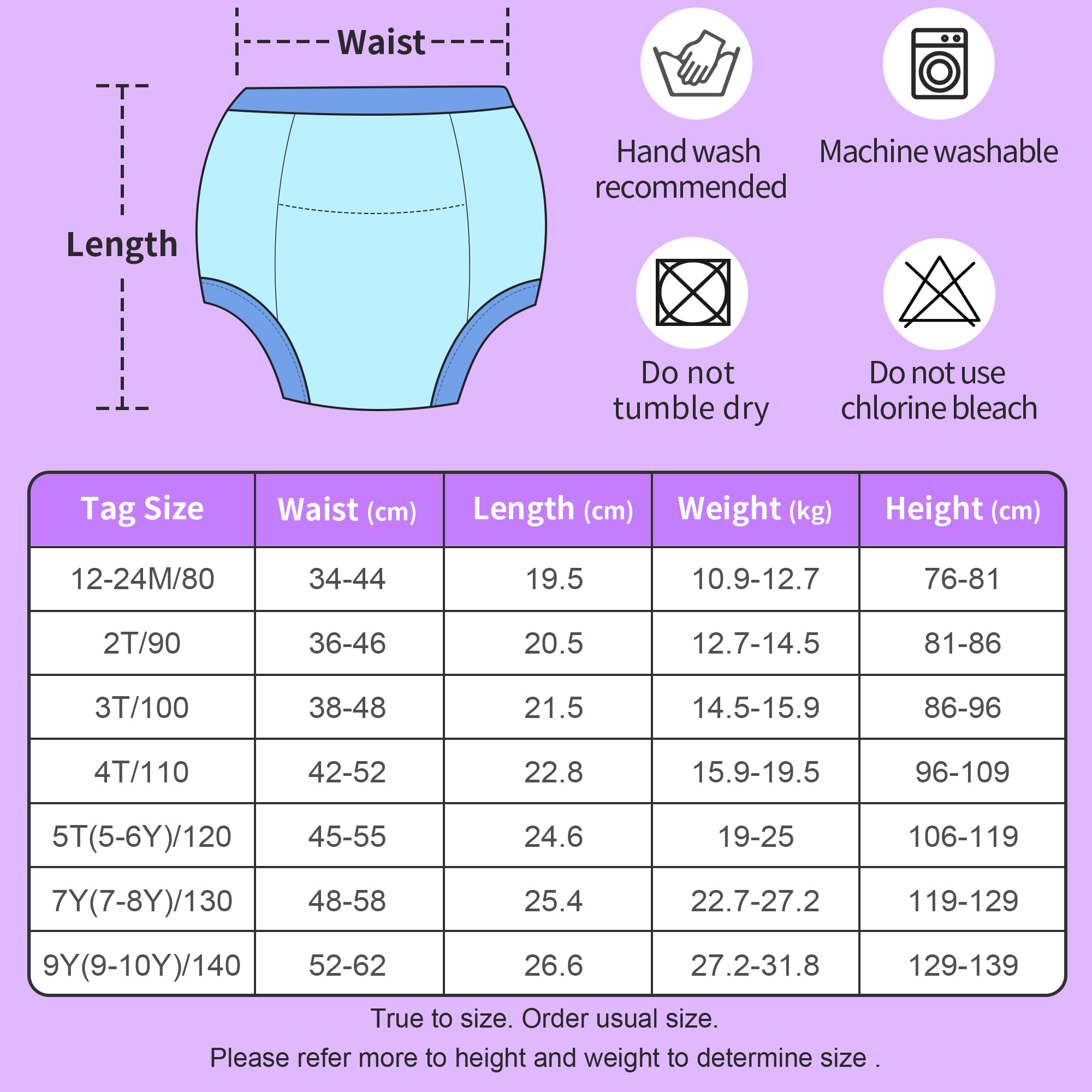 BIG ELEPHANT Calzoncillos de entrenamiento para niños y niñas, de algodón suave, reutilizables y absorbentes