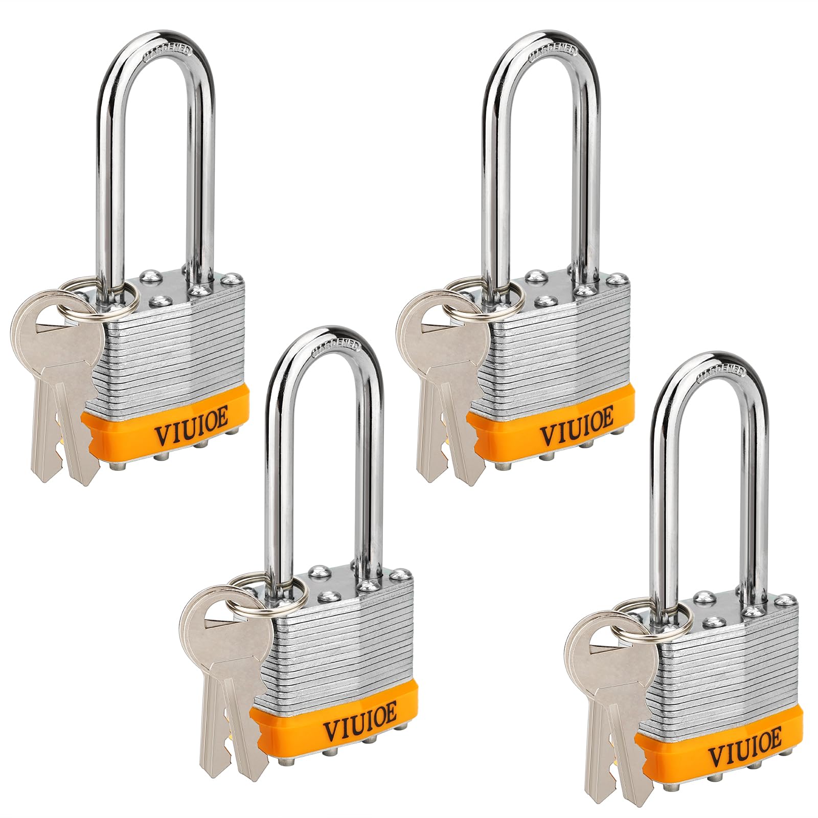 4Pcs Laminated Padlocks with Same Key for Door, Luggage, Gate, Storage, Fence, Cabinet, Garage, Shed, Latch - Weather Resistant