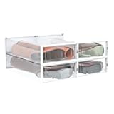 PARANTA 4-Piece Extra Large Boot and Shoe Storage Boxes, Stackable Clear Plastic Shoe Organizer, Space-Saving Shoe Boxes for Boots, Sneakers, and High Heels, Clear