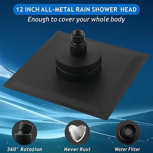 Miniatura 2 de Voolan Cabezal de ducha de lluvia con filtrado, cabezales de ducha grandes de alto flujo hechos de acero inoxidable, filtro de cabezal de ducha de