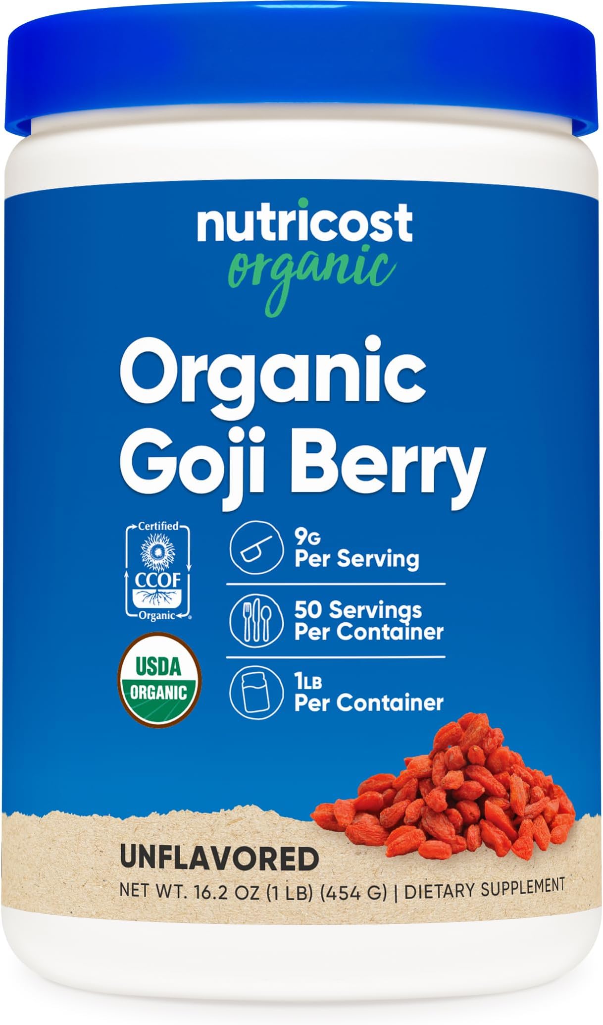 Nutricost Organic Goji Berry Powder (1lb) - USDA Certified Organic, Gluten Free, Non-GMO, Vegetarian