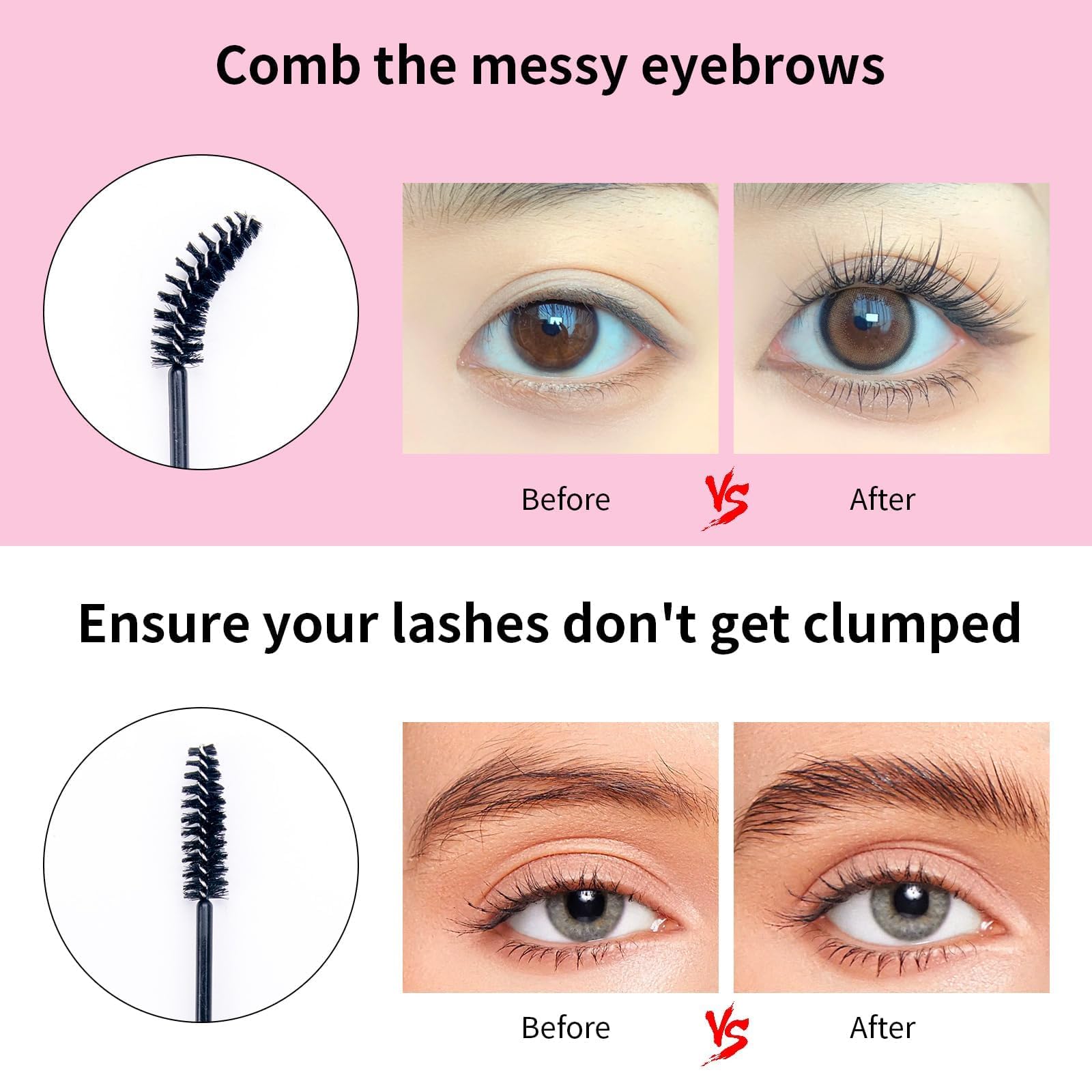 100pcs eyelash brushes wands, spoolies mascara brush,eye lash wands applicator, eyebrow brush castor, spoolie extension Mascara black - Image 4
