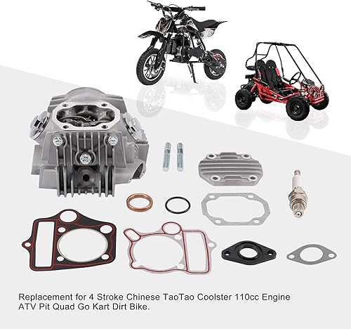 Miniatura 5 de Cabeza de cilindro Goofit completa para motor de 4 tiempos de 6.71 pulgadas cúbicas para bicicletas todoterreno Culata+Juntas