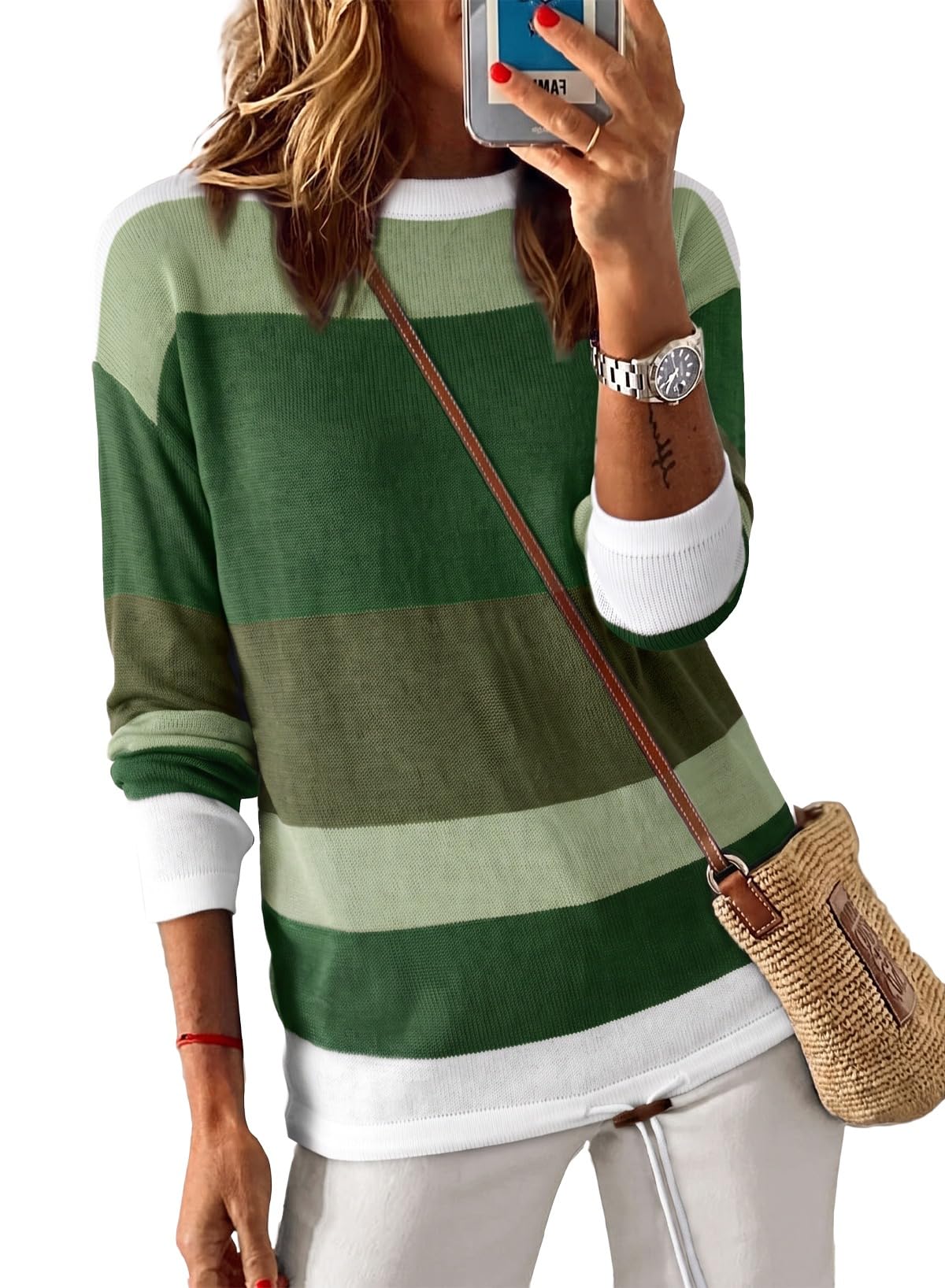 Dokotoo Womens Sweaters Striped Fall Winter Outfits Drawstring Color Block | Long Sleeve,Crewneck,Lightweight Fashion Clothing,Teachers Comfy Outfits,Business Casual Tops,Vacation Wear