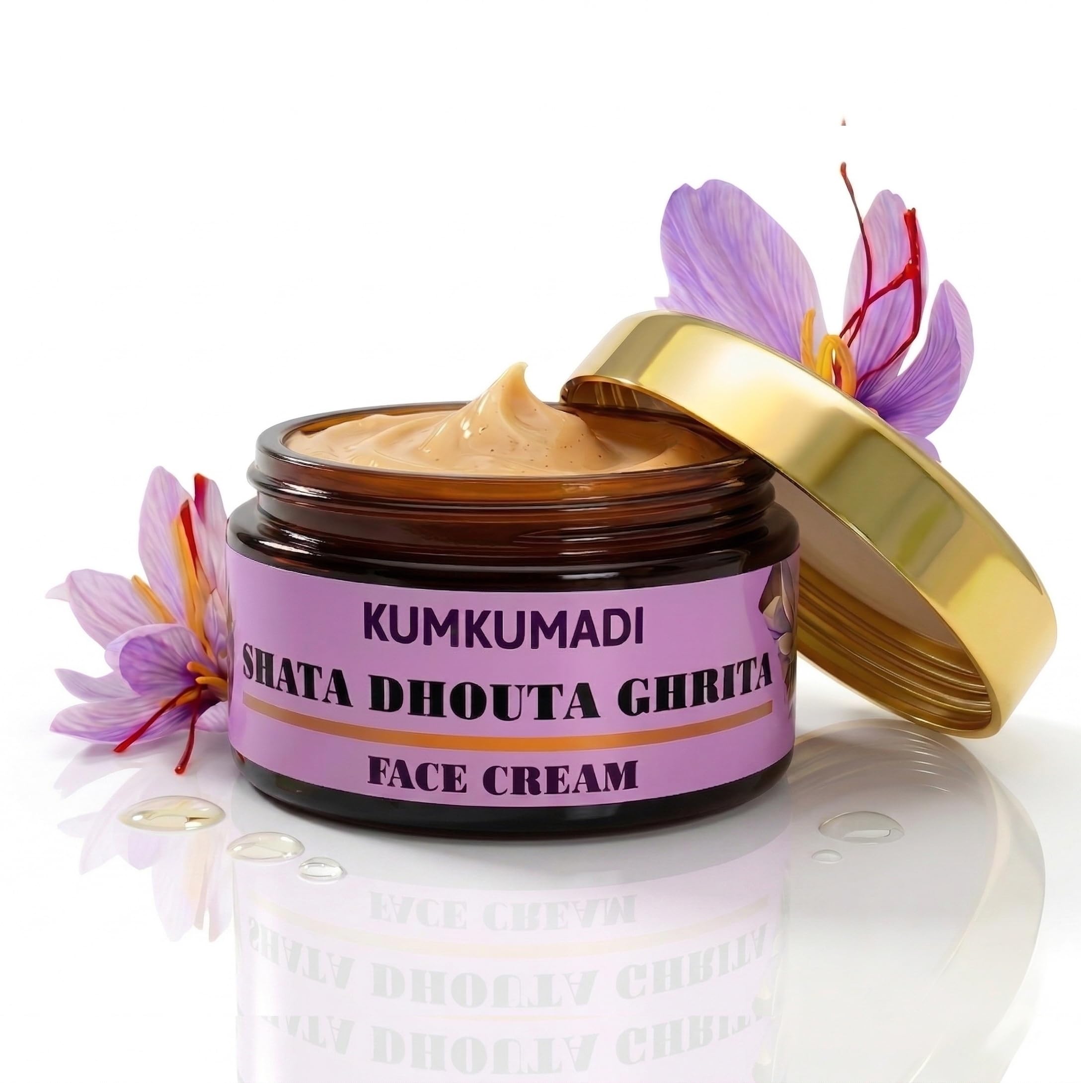 Shata dhauta ghrita | kumkumadi face cream | under eye cream for dark circles | night cream for women | gheesutra face emulsion | glow moisturizer for face | 50g-image-46