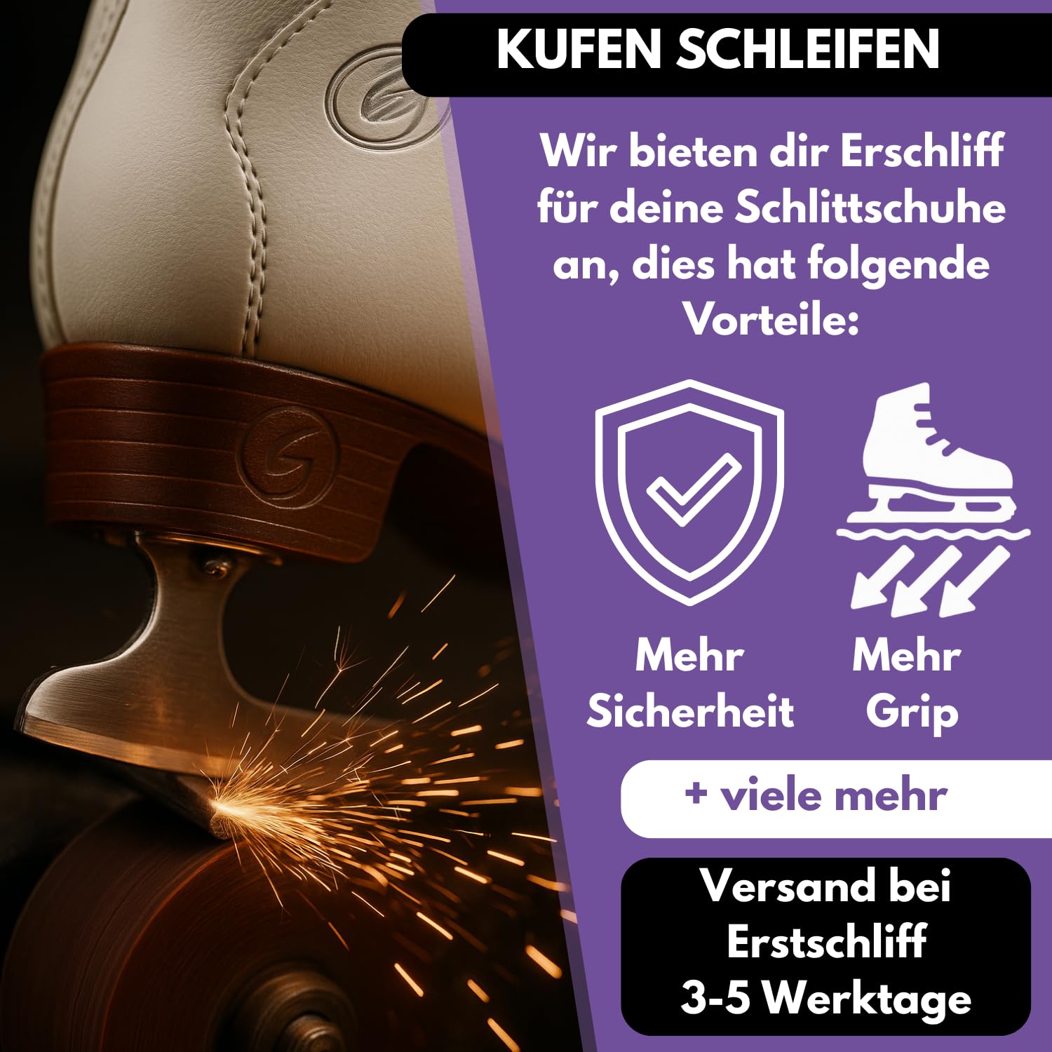 Kunstlaufschlittschuh Graf V2 Tango mit Polsterung Kunstlauf Schlittschuh mit Zacken Weiß