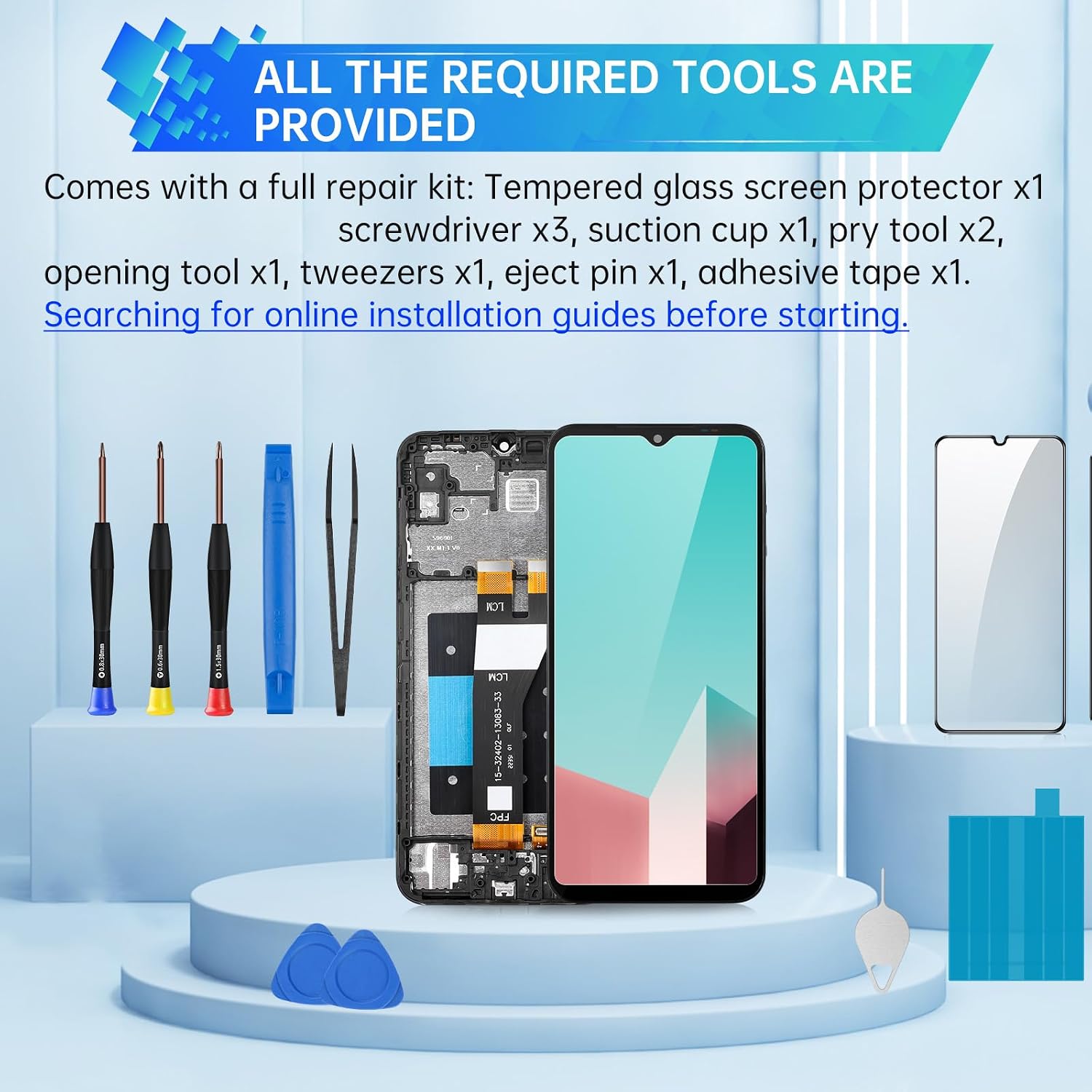for Samsung Galaxy A14 5G Screen Replacement with Frame - LCD Display Touch Digitizer Full Assembly Fix Glass with Repair Tools Kit SM-A146U