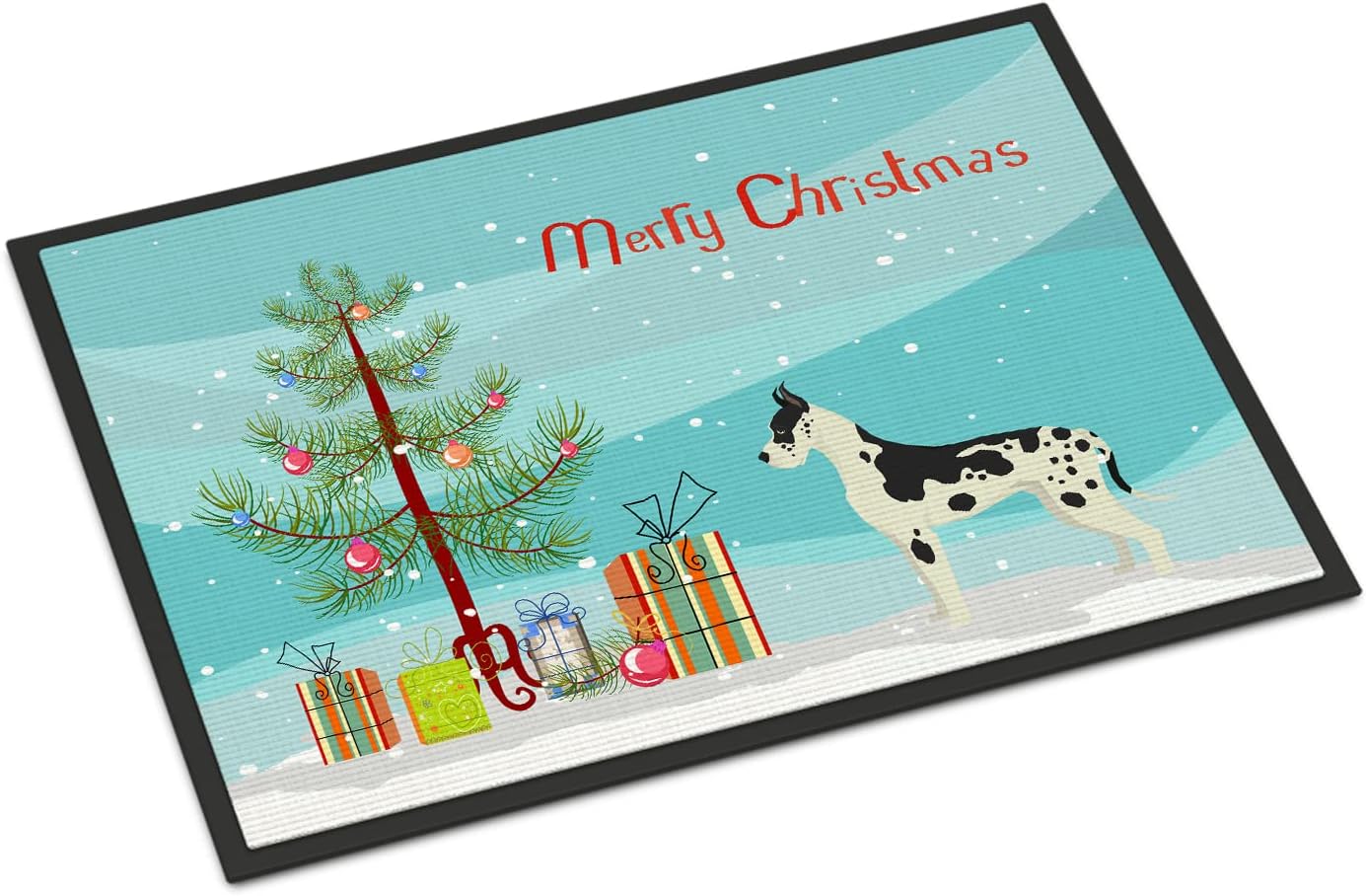 Caroline's Treasures CK3542JMAT Great Dane Christmas Tree Doormat 24x36 Front Door Mat Indoor Outdoor Rugs for Entryway, Non Slip Washable Low Pile, 24H X 36W
