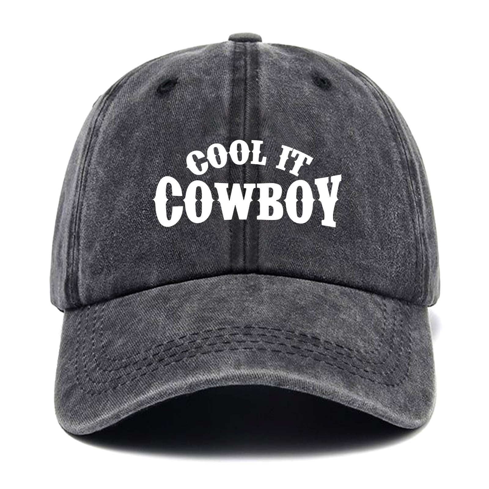 Cool It Cowboy,Funny Baseball Cap,Funny Hats,Cowboy hat,Vintage Caps,Adjustable Cotton Baseball Cap for Men Women Black