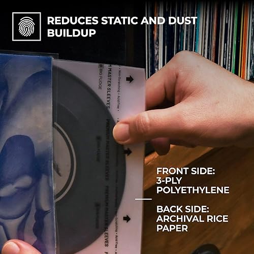 Vista 24 de BIG FUDGE 25 fundas exteriores para discos de vinilo de 7 pulgadas, duraderas y sin arrugas, transparentes y hechas de polipropileno de alta