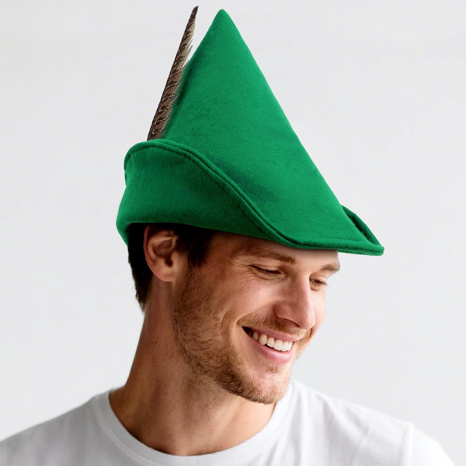 Felt Robin Hood Hat, Green Tyrolean Alpine German Oktoberfest Costume Headwear, Adult One Size Dress Up