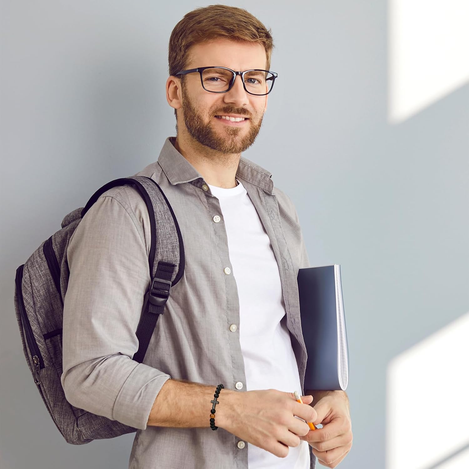 Gifts for Dad New Dad Stepdad Men Husband, American Flag Cross Beads Bracelet Easter Birthday Jewelry Gifts for Him - Image 3