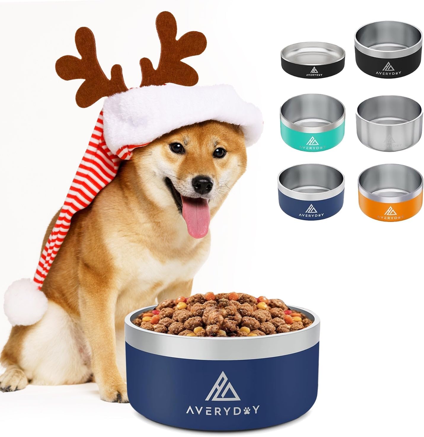 Pet Supplies AVERYDAY 42oz Weighted Insulated Dog Bowl, Stainless