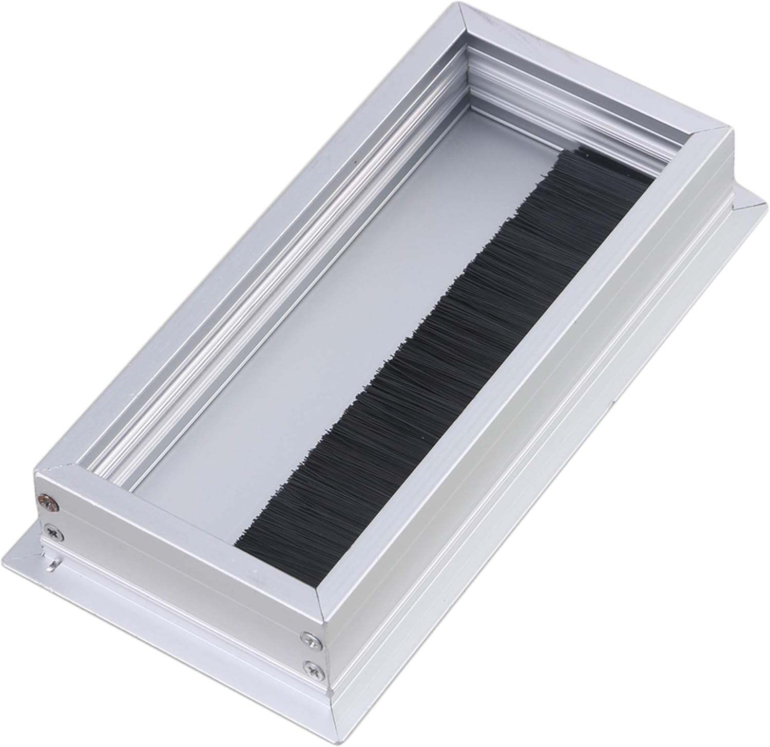RDEXP 16x8x3cm Silver Aluminum Alloy Table Desk Rectangle Wire Cable Grommet Hole Cover Outlet Port Set of 2